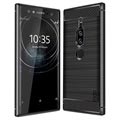 Coque Sony Xperia XZ2 Premium en TPU Mofi - Fibre de Carbone - Noire
