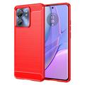 Coque Motorola Edge (2023)/Edge 40 en TPU Brossé - Fibre de Carbone - Rouge