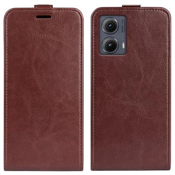 Étui à Rabat Vertical Motorola Edge (2024) avec Porte-Cartes - Marron