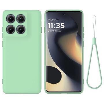 Coque Motorola Edge (2025) en silicone liquide avec dragonne - Verte