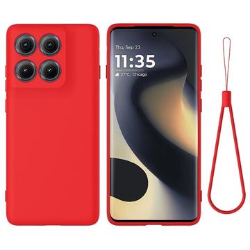 Coque Motorola Edge (2025) en silicone liquide avec dragonne - Rouge