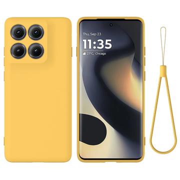 Coque Motorola Edge (2025) en silicone liquide avec dragonne - Jaune