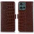 Étui Portefeuille Motorola Edge 50 Neo en Cuir avec RFID - Série Crocodile