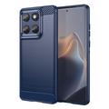 Coque Motorola Edge 60/60 Fusion en TPU Brossé - Fibre de Carbone - Bleue