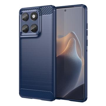 Coque Motorola Edge 60/60 Fusion en TPU Brossé - Fibre de Carbone - Bleue