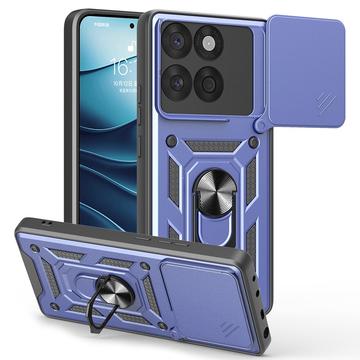 Coque Hybride Motorola Edge 60 Fusion à Anneau Rotatif avec Protection pour Appareil Photo - Bleue