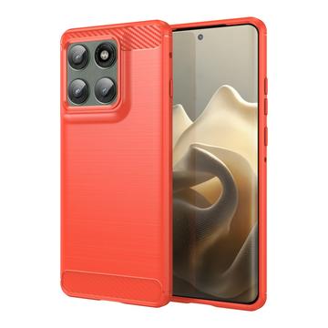 Coque Motorola Edge 60 Pro/Edge (2025) en TPU Brossé - Fibre de Carbone - Rouge