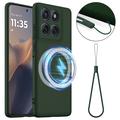 Coque Motorola Edge 60 Pro en Silicone Liquide - Compatible MagSafe - Vert Foncé