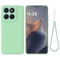 Coque Motorola Edge 60 Pro en silicone liquide avec dragonne - Verte