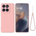 Coque Motorola Edge 60 Pro en silicone liquide avec dragonne - Rose