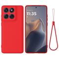 Coque Motorola Edge 60 Pro en silicone liquide avec dragonne - Rouge