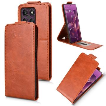 Étui à rabat vertical Motorola Edge 60 Pro avec support - Marron