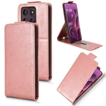 Étui à rabat vertical Motorola Edge 60 Pro avec support - Rose Doré