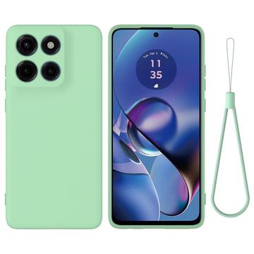 Coque Motorola Edge 60 Stylus en silicone liquide avec dragonne - Verte