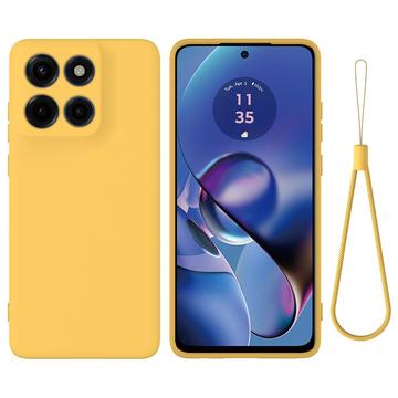 Coque Motorola Edge 60 Stylus en silicone liquide avec dragonne - Jaune