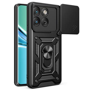 Coque Hybride Motorola Edge 70 à Anneau Rotatif avec Protection pour Appareil Photo - Noire