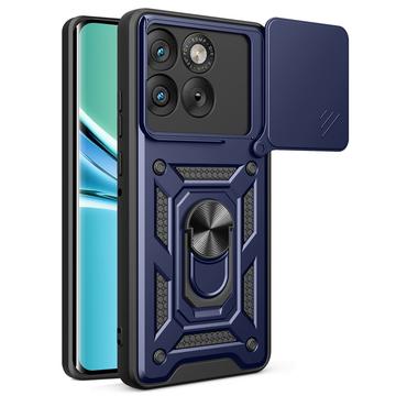Coque Hybride Motorola Edge 70 à Anneau Rotatif avec Protection pour Appareil Photo - Bleue