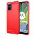 Coque Motorola Moto E13 en TPU Brossé - Fibre de Carbone - Rouge