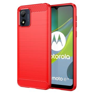 Coque Motorola Moto E13 en TPU Brossé - Fibre de Carbone (Emballage ouvert - Excellent) - Rouge