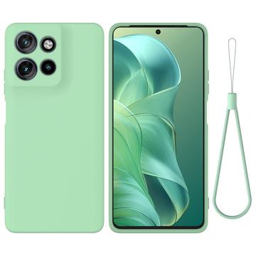 Coque Motorola Moto G Power (2025) en silicone liquide avec dragonne - Verte
