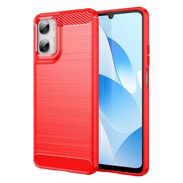 Coque Motorola Moto G06/G06 Power en TPU Brossé - Fibre de Carbone - Rouge