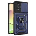 Coque Hybride Motorola Moto G54 à Anneau Rotatif avec Protection pour Appareil Photo - Bleue