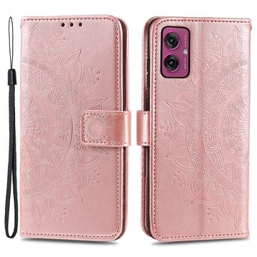 Étui Portefeuille Motorola Moto G55 Mandala Série - Rose Doré
