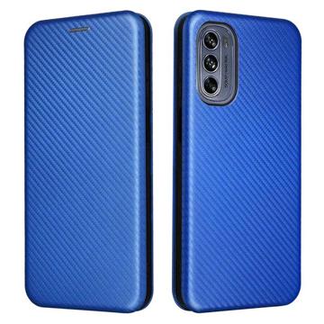 Étui à Rabat Motorola Moto G62 5G - Fibre de Carbone - Bleu