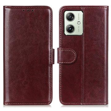 Etui portefeuille Motorola Moto G64 avec fermeture magnétique - Marron
