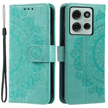 Étui Portefeuille Motorola Moto G75 Mandala Série - Vert