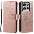 Étui Portefeuille Motorola Moto G75 Mandala Série - Rose Doré