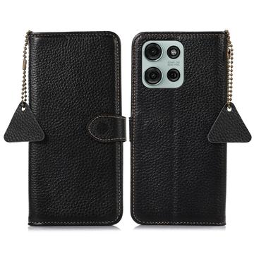 Étui Portefeuille Motorola Moto G75 en Cuir avec RFID - Noir