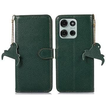 Étui Portefeuille Motorola Moto G75 en Cuir avec RFID - Vert