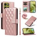 Étui Motorola Moto G86 portefeuille matelassé luxueux - Rose Doré