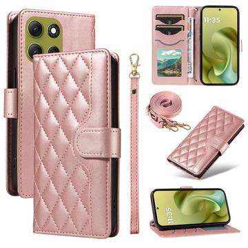 Étui Motorola Moto G86 portefeuille matelassé luxueux - Rose Doré
