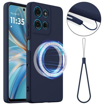 Coque Motorola Moto G86 Power en Silicone Liquide - Compatible MagSafe - Bleu Foncé