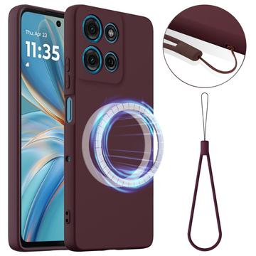 Coque Motorola Moto G86 Power en Silicone Liquide - Compatible MagSafe - Vin Rouge