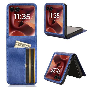 Étui en fibre de carbone Motorola Razr 60 Ultra FlexCard avec fentes pour cartes - Bleu