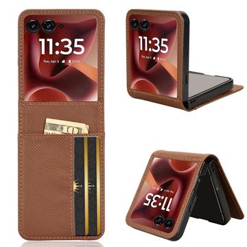 Étui en fibre de carbone Motorola Razr 60 Ultra FlexCard avec fentes pour cartes