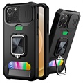 Coque Hybride iPhone 12/12 Pro Multifonction 4-en-1 - Noire