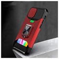 Coque Hybride iPhone 12/12 Pro Multifonction 4-en-1 - Rouge