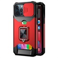 Coque Hybride iPhone 13 Pro Max Multifonction 4-en-1 - Rouge