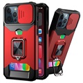 Coque Hybride iPhone 13 Pro Max Multifonction 4-en-1 - Rouge