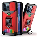 Coque Hybride iPhone 13 Pro Multifonction 4-en-1 - Rouge