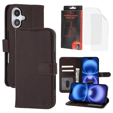 Étui Portefeuille iPhone 16 en Cuir MyTPhone CardMate - Marron foncé
