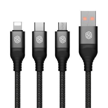NILLKIN Swift Pro 3-in-1 Cable Nylon Braided USB to Type-C / iP / Micro Charging Cord