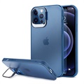 Coque Hybride pour iPhone 12 Pro Max avec Béquille Cachée - Bleu / Transparente