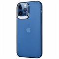 Coque Hybride pour iPhone 12 Pro Max avec Béquille Cachée - Bleu / Transparente