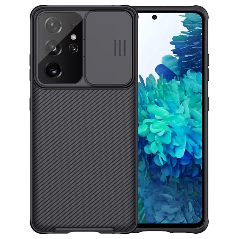 Rosyheart Ultra Mince Hybride PC Housse avec Lentille Coulissante Couverture-Noir Protection de la Caméra Étui Compatible avec Samsung S21 Ultra 5G Coque Compatible avec Samsung Galaxy S21 Ultra 5G