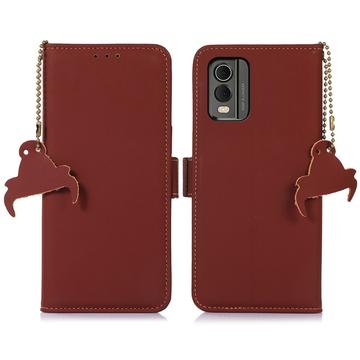 Étui Portefeuille Nokia C32 en Cuir avec RFID - Marron